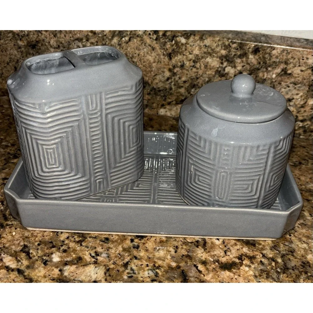Sonoma Goods For Life Ceramic Glaze 3 Piece Bathroom Set